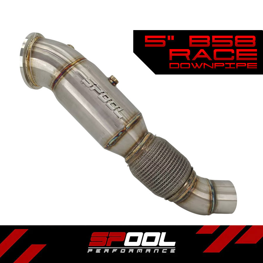 Spool 5-Inch Stainless-Steel Race Downpipe – BMW B58 — verified supplier image 1