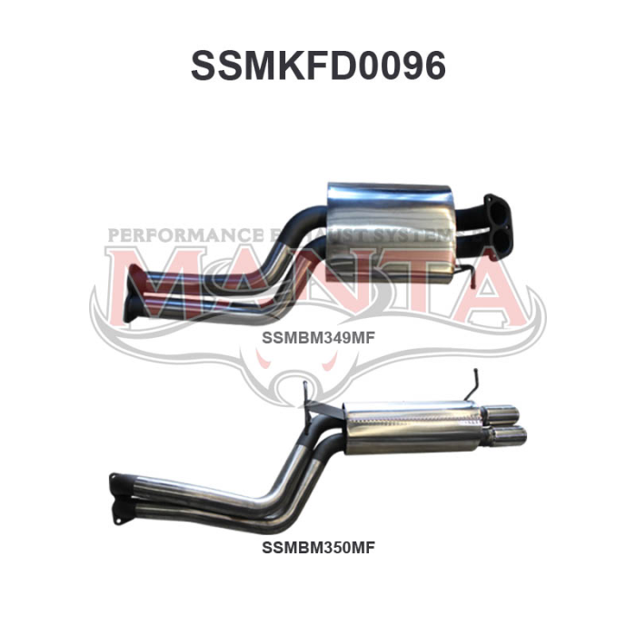 Manta Ford Falcon BA BF Barra XR6 Turbo Sedan Exhaust — Cat Back | 2.5in Dual — Stainless Steel — Quiet — SSMKFD0096