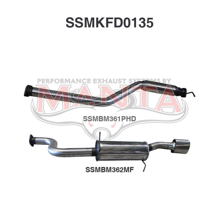 Manta Ford Falcon BA BF Barra XR6 NA Ute Exhaust — Cat Back | 2.5in Single — Stainless Steel — Medium — SSMKFD0135