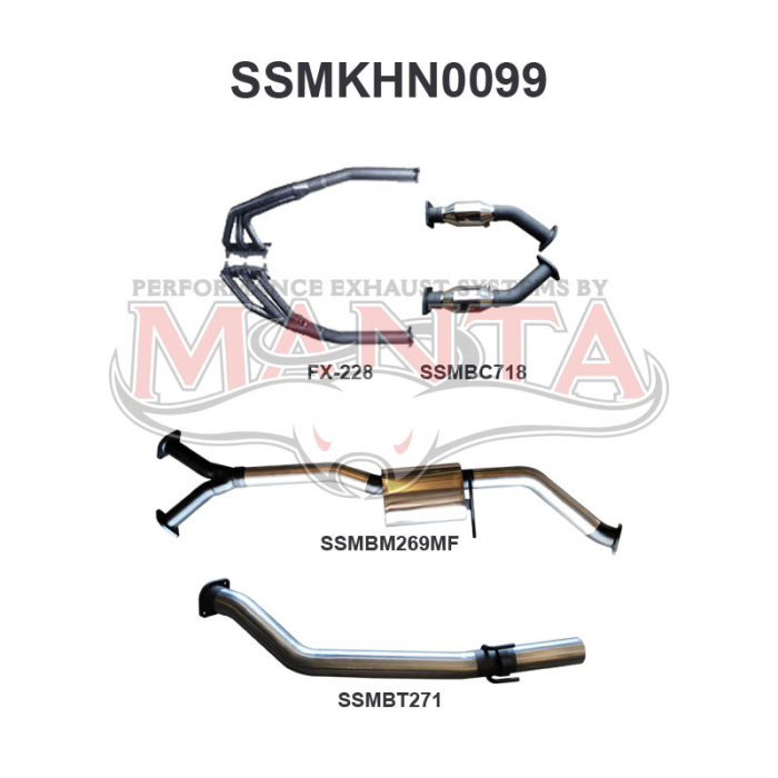 Manta Holden Commodore VZ 3.6L V6 Ute Wagon Exhaust System — Full System | 3in Single — Stainless Steel — Medium — SSMKHN0099