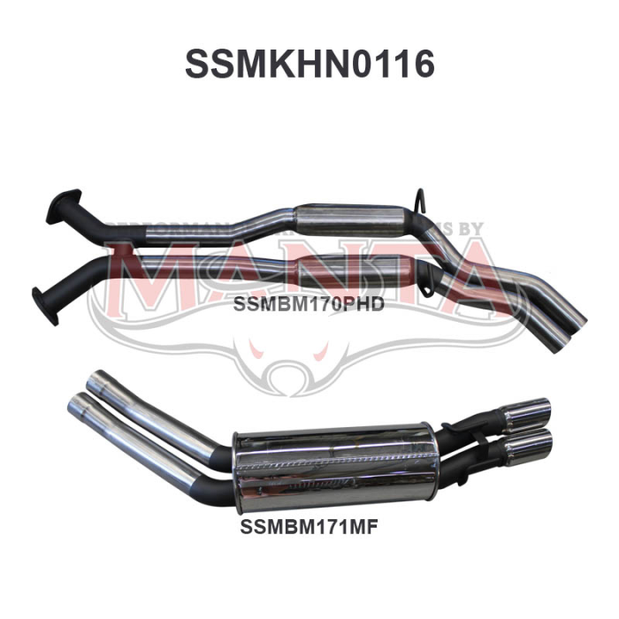Manta Holden Commodore VT VX VY VZ LS V8 Sedan Exhaust System — Cat Back | 2.5in Dual — Stainless Steel — Medium — SSMKHN0116