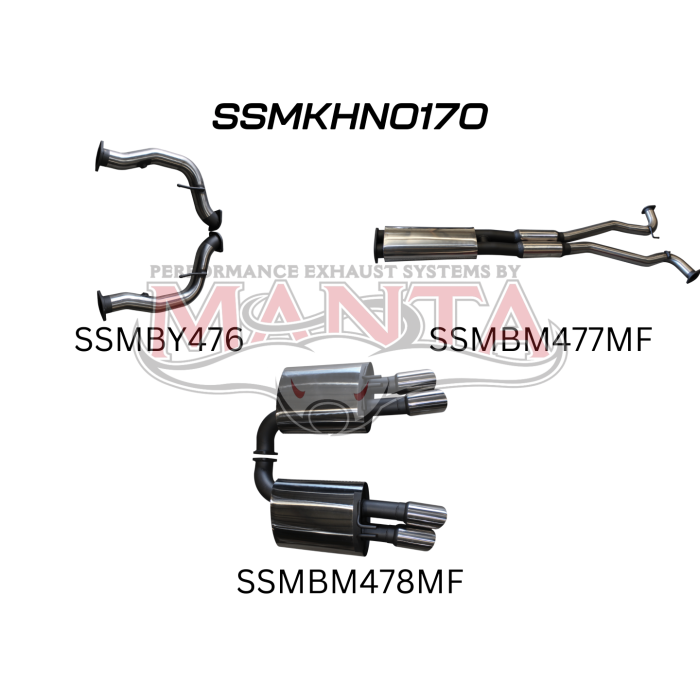 Manta Holden Commodore VE VF V8 Sedan Wagon 3in Cat Back Exhaust — Stainless Steel — Quiet — SSMKHN0170