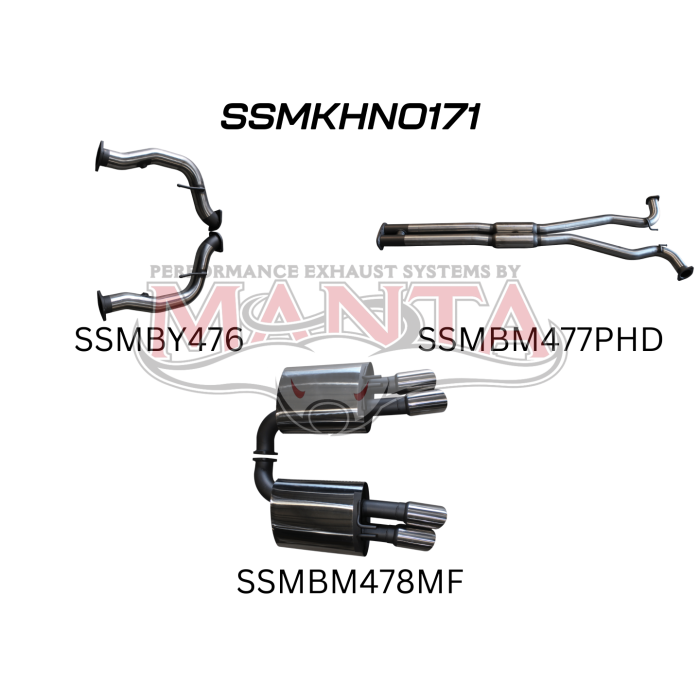 Manta Holden Commodore VE VF V8 Sedan Wagon 3in Cat Back Exhaust — Stainless Steel — Medium — SSMKHN0171